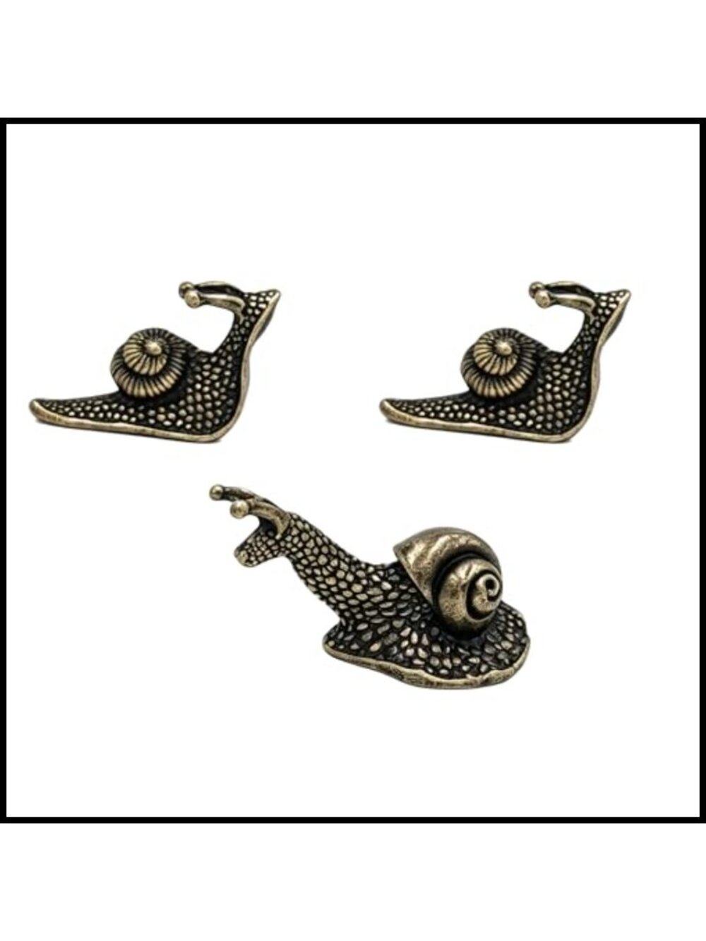 Handcrafted Solid Brass Mini Snail Statue Set of 3
